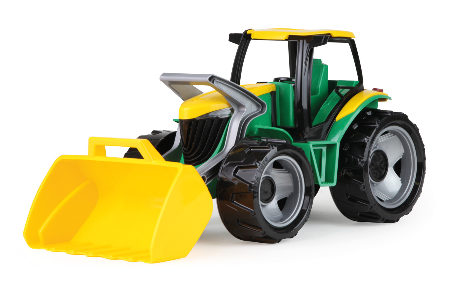 Traktor se lžíci zeleno žlutý